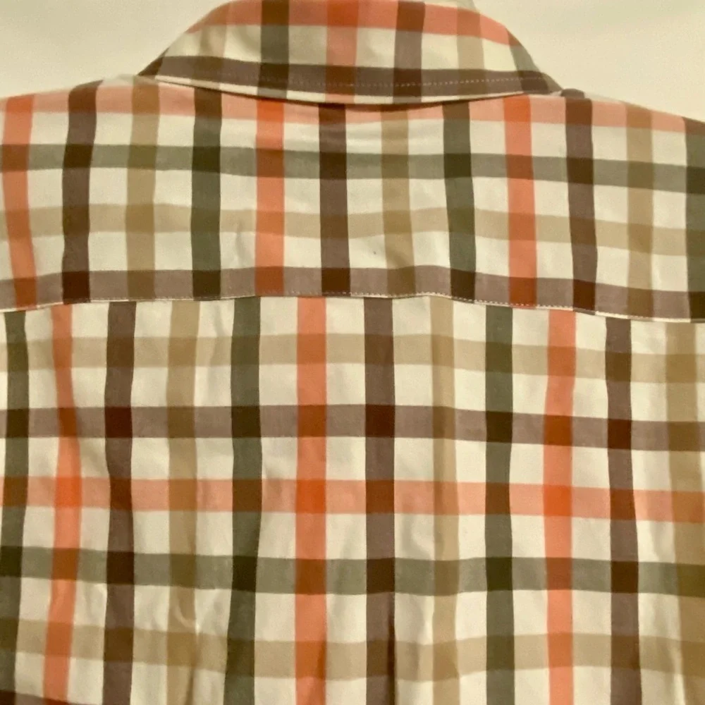 Men’s George Orange and Brown Plaid Button-Down Shirt - Picture 5 of 8
